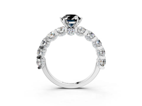 White gold Fancy Black Oval Cut Diamond Side Stone Engagement Ring with Four-Prong Setting_33