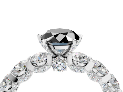 White gold Fancy Black Oval Cut Diamond Side Stone Engagement Ring with Four-Prong Setting_34