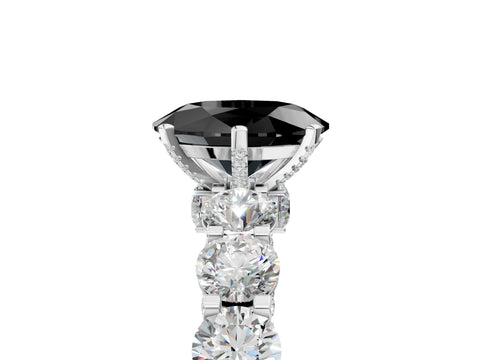 White gold Fancy Black Oval Cut Diamond Side Stone Engagement Ring with Four-Prong Setting_35