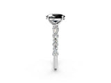 White gold Fancy Black Oval Cut Diamond Side Stone Solitaire Ring with Round  and Four-Prong Setting_14
