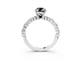 White gold Fancy Black Oval Cut Diamond Side Stone Solitaire Ring with Round  and Four-Prong Setting_15