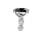 White gold Fancy Black Oval Cut Diamond Side Stone Solitaire Ring with Round  and Four-Prong Setting_17