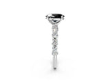 White gold Fancy Black Oval Cut Diamond Side Stone Solitaire Ring with Round  and Four-Prong Setting_50
