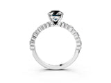 White gold Fancy Black Oval Cut Diamond Side Stone Solitaire Ring with Round  and Four-Prong Setting_51