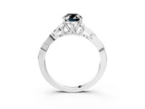 White gold Fancy Black Oval Cut Diamond Solitaire Engagement Ring with Celtic Knot Band and Four-Prong Setting_3