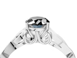 White gold Fancy Black Oval Cut Diamond Solitaire Engagement Ring with Celtic Knot Band and Four-Prong Setting_4