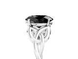 White gold Fancy Black Oval Cut Diamond Solitaire Engagement Ring with Celtic Knot Band and Four-Prong Setting_5