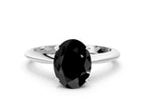 White gold Fancy Black Oval Cut Diamond Solitaire Engagement Ring with Classic Band and Four-Prong Setting_24