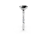 White gold Fancy Black Oval Cut Diamond Solitaire Engagement Ring with Pavé Band and Prong Setting_2