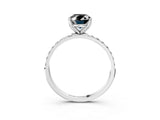 White gold Fancy Black Oval Cut Diamond Solitaire Engagement Ring with Pavé Band and Prong Setting_3