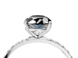 White gold Fancy Black Oval Cut Diamond Solitaire Engagement Ring with Pavé Band and Prong Setting_4