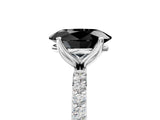 White gold Fancy Black Oval Cut Diamond Solitaire Engagement Ring with Pavé Band and Prong Setting_5