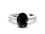 White gold Fancy Black Oval Cut Diamond Solitaire Engagement Ring with Round Band and Four-Prong Setting_96