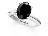 White gold Fancy Black Oval Cut Diamond Solitaire Engagement Ring with Round Band and Four-Prong Setting_97