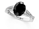 White gold Fancy Black Oval Cut Diamond Solitaire Engagement Ring with Twisted Pavé Band and Four-Prong Setting_73