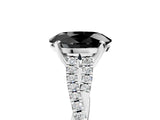 White gold Fancy Black Oval Cut Diamond Solitaire Engagement Ring with Twisted Pavé Band and Four-Prong Setting_77