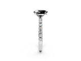 White gold Fancy Black Oval Cut Diamond Solitaire Pavé Band with Four-Prong Setting_2