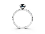 White gold Fancy Black Oval Cut Diamond Solitaire Pavé Band with Four-Prong Setting_3