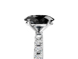 White gold Fancy Black Oval Cut Diamond Solitaire Pavé Band with Four-Prong Setting_5