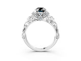 White gold Fancy Black Oval Cut Diamond Solitaire Ring with Filigree Band and Four-Prong Setting_15