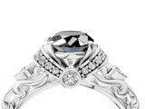 White gold Fancy Black Oval Cut Diamond Solitaire Ring with Filigree Band and Four-Prong Setting_16