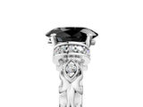White gold Fancy Black Oval Cut Diamond Solitaire Ring with Filigree Band and Four-Prong Setting_17
