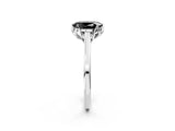 White gold Fancy Black Oval Cut Diamond Solitaire Ring with Flower Prong Setting and Classic Band_32