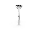 White gold Fancy Black Oval Cut Diamond Solitaire Ring with Flower Prong Setting and Classic Band_38