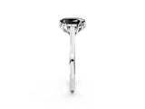 White gold Fancy Black Oval Cut Diamond Solitaire Ring with Flower Prong Setting and Classic Band_92