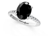 White gold Fancy Black Oval Cut Diamond Solitaire Ring with Four-Prong Setting and Pavé Band_16