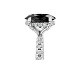 White gold Fancy Black Oval Cut Diamond Solitaire Ring with Four-Prong Setting and Pavé Band_20