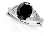 White gold Fancy Black Oval Cut Diamond Solitaire Ring with Four-Prong Setting and Twisted Pavé Band_13
