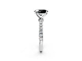 White gold Fancy Black Oval Cut Diamond Solitaire Ring with Pavé Accents and Four-Prong Setting_2