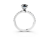 White gold Fancy Black Oval Cut Diamond Solitaire Ring with Pavé Accents and Four-Prong Setting_3
