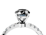 White gold Fancy Black Oval Cut Diamond Solitaire Ring with Pavé Accents and Four-Prong Setting_4