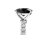 White gold Fancy Black Oval Cut Diamond Solitaire Ring with Pavé Accents and Four-Prong Setting_5