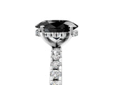 White gold Fancy Black Oval Cut Diamond Solitaire Ring with Pavé Band and Four-Prong Setting_29