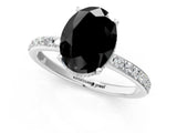 White gold Fancy Black Oval Cut Diamond Solitaire Ring with Pavé Band and Hidden Halo_25