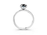 White gold Fancy Black Oval Cut Diamond Solitaire Ring with Pavé Band and Hidden Halo_27