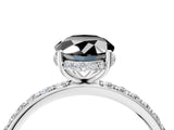 White gold Fancy Black Oval Cut Diamond Solitaire Ring with Pavé Band and Hidden Halo_28