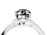 White gold Fancy Black Oval Cut Diamond Solitaire Ring with Pavé Band and Prong Setting_16