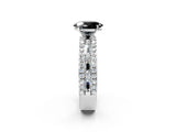 White gold Fancy Black Oval Cut Diamond Solitaire Ring with Pavé and Channel Set Band_2