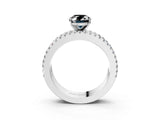 White gold Fancy Black Oval Cut Diamond Solitaire Ring with Pavé and Channel Set Band_3