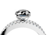 White gold Fancy Black Oval Cut Diamond Solitaire Ring with Pavé and Channel Set Band_4