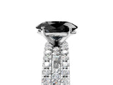 White gold Fancy Black Oval Cut Diamond Solitaire Ring with Pavé and Channel Set Band_5