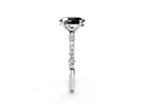White gold Fancy Black Oval Cut Diamond Solitaire Ring with Pave Band and Four Prong Setting_26