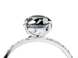 White gold Fancy Black Oval Cut Diamond Solitaire Ring with Pave Band and Four Prong Setting_28