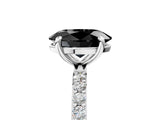 White gold Fancy Black Oval Cut Diamond Solitaire Ring with Pave Band and Four Prong Setting_29