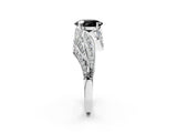 White gold Fancy Black Oval Cut Diamond Solitaire Ring with Prong Setting and Twisted Pavé Band_14