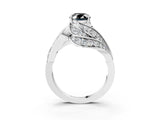 White gold Fancy Black Oval Cut Diamond Solitaire Ring with Prong Setting and Twisted Pavé Band_15